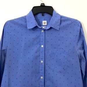 GAP Fitted Boyfriend Shirt Blue Women’s,Girls Junior Shirt, Medium.